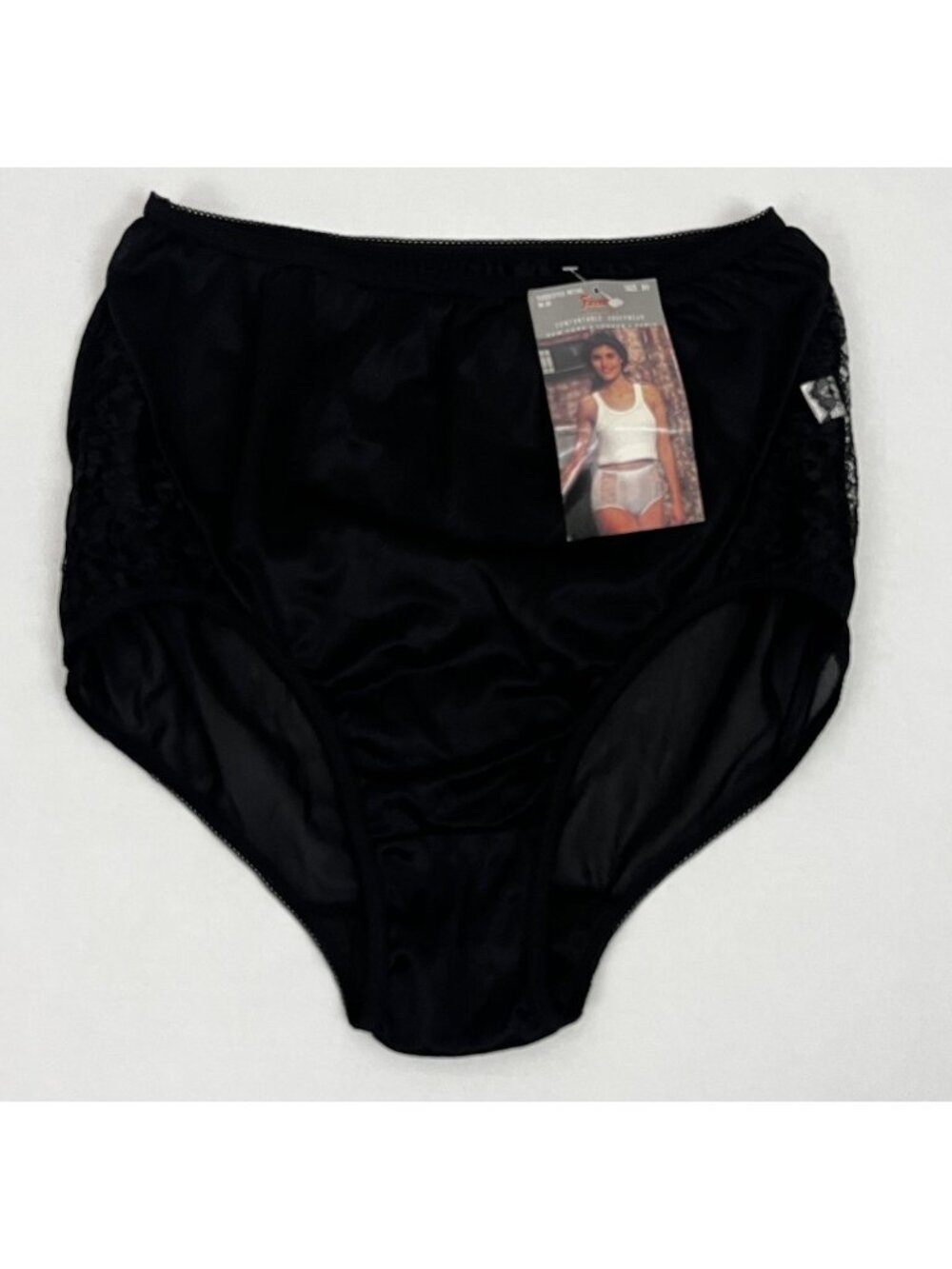 Vintage Firenze Women's 10 100% Nylon Black Brief Panties Granny Sissy NWT